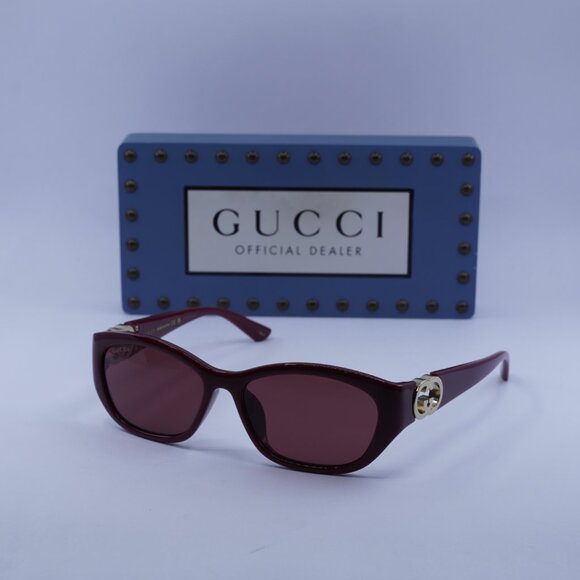 Gucci GG1826SK 003 Geometric Sunglasses - Burgundy - Picture 4 of 10